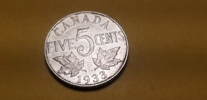 Canada 1933 5 Cent Coin Nickel. - Bild 1 von 2
