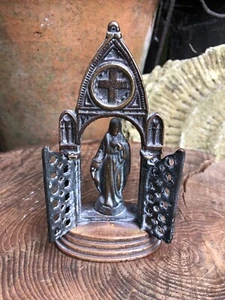 Antique German bronze triptych statue figure travelling Jesus icon grand tour - Picture 1 of 11