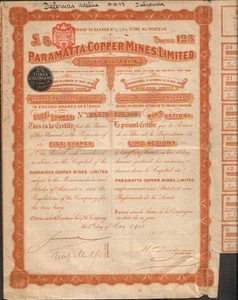 PARAMATTA Copper Mines Ltd (AUSTRALIE) (R) - Bild 1 von 1