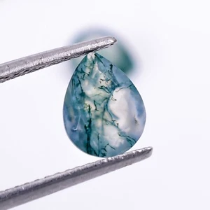 Natural Moss Agate Faceted Cut Pear 6X4mm Worry Gemstone Engagement Gift 1 Ct. - Picture 1 of 4