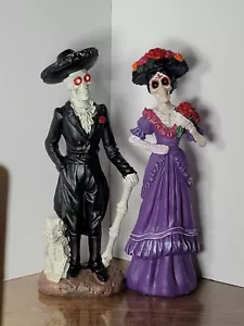 Tag der Toten Skelett Paar mit Skelett Hund/Knochen Stock Dia De Los Muertos Neu - Bild 1 von 11