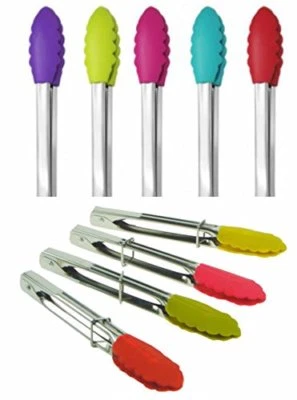 6pc Silicon Kitchen Tongs Heat Resistance Salad BBQ Meat Food  Size  7" - Image 1 of 4