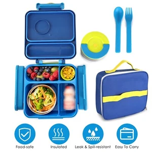 Insulated Bento Lunch Box Leak Proof Soup Thermos Lunch Container 4 Compartment - Picture 1 of 13