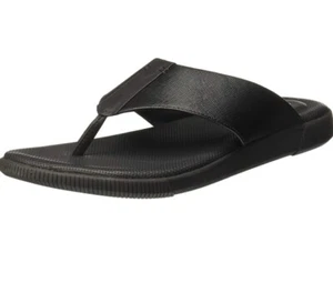 Mens Clarks Slip On Toe Post Leather Summer Sandals Vine Oak Black Leather 10 G - Picture 1 of 7