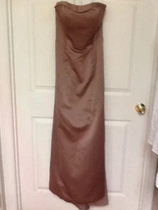 Davids Bridal Womens Dress Size 4 to 6 Taupe Strapless Asymmetrical Hem 62 - Picture 1 of 9