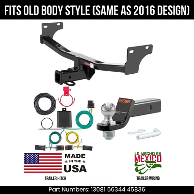 Сцепное устройство для прицепа Jeep Compass 2017 г. 4-контактная проводка шарик 2 дюйма подходит для старого кузова Curt 4K 2 дюйма - Изображение 1 из 4