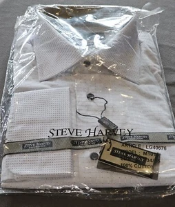 Camicia elegante Steve Harvey COLLEZIONE uomo taglia 17 34-35 manica lunga con bottoni nuova con etichetta - Foto 1 di 10