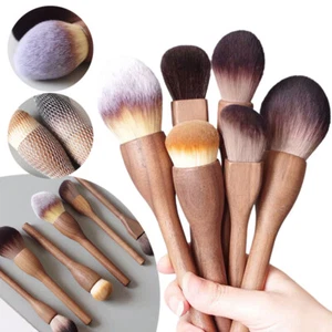 Vintage Walnut Makeup Brush Wood Handle Makeup Tool Loose Powder Blush Brush - Picture 1 of 23