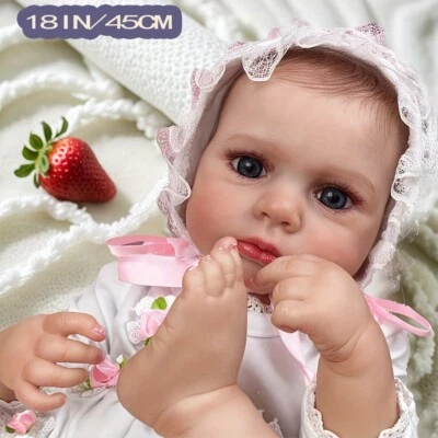 Reborn Baby 45cm Reborn Dolls Lifelike Silicone Baby Girl Cute Smiling Baby Doll - Bild 1 von 4