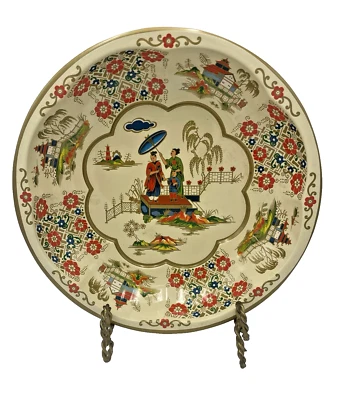 Vintage 1971 Then Asian Damas Decorado Metal Artículos Floral Servir Cuenco Inglaterra Foto 1 de 4