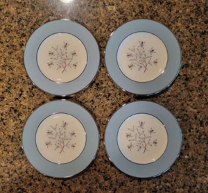 Lenox Kingsley X-445 8.5" Salad Plates Teal Band with Silver Trim, 4 plates - Picture 1 of 3