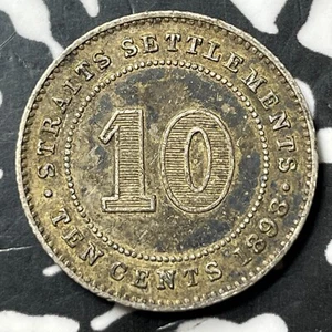 1898 Straits Settlements 10 Cents Lot#JM7900 Silver! Nice! - Picture 1 of 2