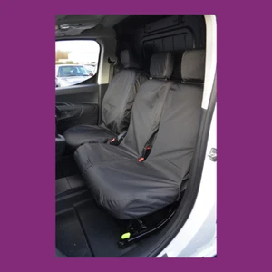 Peugeot e-Partner Van 2021+ Tailored Waterproof Front 3 Black Seat Covers - Picture 1 of 5