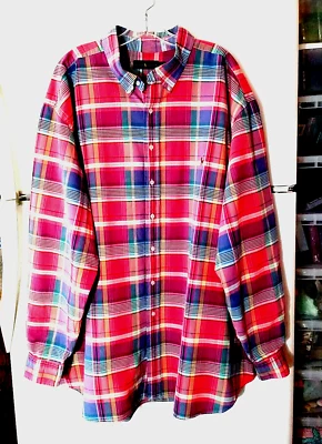 VINTAGE RALPH LAUREN PLAID LONG SLEEVE SHIRT LOGO RN 41381 BIG MEN'S 4XLT 4XL T - Image 1 of 4