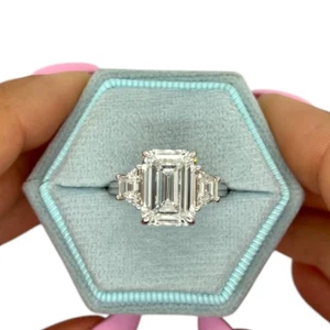 Ehering 950 Platin IGI zertifiziert im Labor gezüchtet Diamant 3,00 ct Smaragdschliff - Bild 1 von 12
