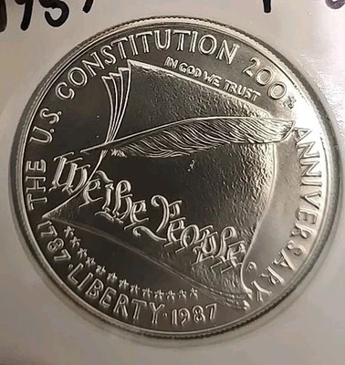 1987 P Silver Proof Constitution Commemorative Dollar Uncirculated Coin - Image 1 of 2