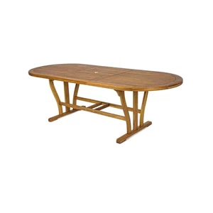 TAVOLO OVALE ESTENSIBILE ALLUNGABILE 180/240X100 ARREDO ESTERNO LEGNO MARRONE - Foto 1 di 6