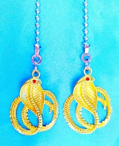 Set of Two ~ COBRA Gold-Colored Snack Coiled Metal ~ Ceiling Fan Pulls - Picture 1 of 3