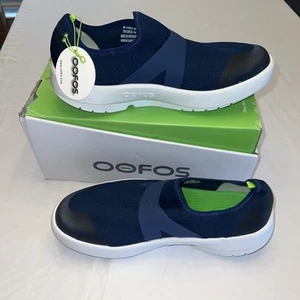 Mens OOFOS Recovery Shoes - OOMG LOW MESH WHITE /Navy Sz 14 USA - New With Tags - Picture 1 of 6
