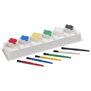 Mini Trilingual Paint Cups and Brushes, Art 1 Count (Pack of 1), Assorted - Picture 1 of 4
