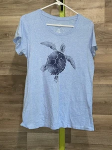 Camisa St Johns Bay Para Mujer Mediana Azul Tortuga Marina Gráfico Informal Manga Corta Camiseta - Imagen 1 de 5