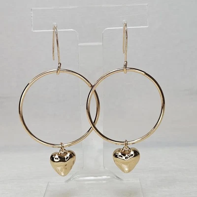 RLM Robert Lee Morris Tono Dorado Aro Grande Pendientes Colgantes Corazón Hinchado Dije Foto 1 de 4