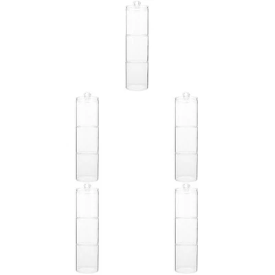  5pcs Three Layers Cosmetic Cotton Storage Box Plastic Small Items Storage Box - Image 1 of 4