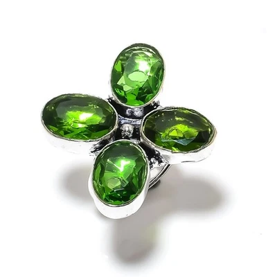 Peridot Gemstone 925 Sterling Silver Gift Jewelry Ring Size 7.5 Gift for Her g78 - Image 1 of 3