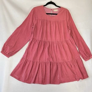 Altard State Kleid Damen M Cord Stufen Babydoll Dusty Rose Oversized Boho - Bild 1 von 9