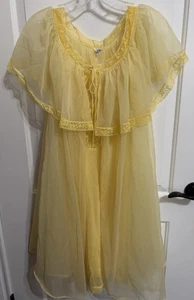 Vintage 1950s Yellow Lady Duff Bridal Wedding Night 2 Pc. Peignoir Lingerie Set - Picture 1 of 12