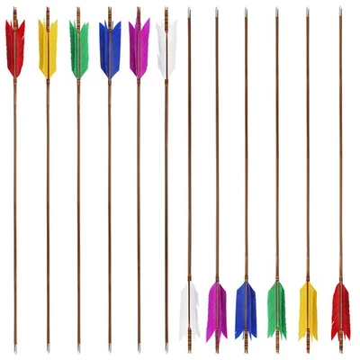 33" Archery Bamboo Arrows 4 Turkey Feather Traditional Longbow Recurve Bow Hunt - Image 1 of 4