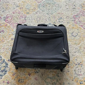 DELSEY PARIS 24” Rolling Garment Bag Soft Sided Black Ballistic Nylon Black VGC - Picture 1 of 23
