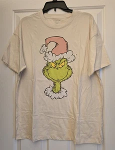 AMERICAN EAGLE AE OVERSIZED HOLIDAY GRINCH GRAPHIC TEE CREAM MEDIUM T SHIRT NWT - Picture 1 of 7