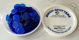 Bingo Spotters Chip BLUE 250 Pieces Size 7/8 Easy Pickup Radius Edge Mr. Chips - Picture 1 of 5