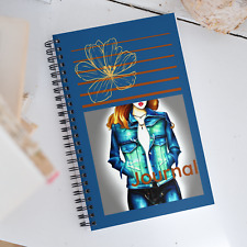 Billy Jean Blue Spiral Notebook Journal Lined Ruled Hardcover Diary for Women