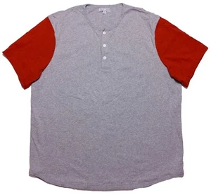 WALLACE & BARNES Short Sleeve Baseball Henley Shirt L6335 Gray Red XXL 2XL - Picture 1 of 10