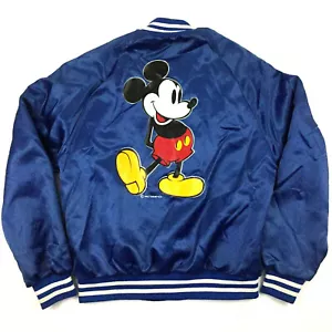 Vintage 80er Jahre Mickey Mouse Unijacke Disney Nylon Satin Reisebusse USA Kreidelinie M - Bild 1 von 12