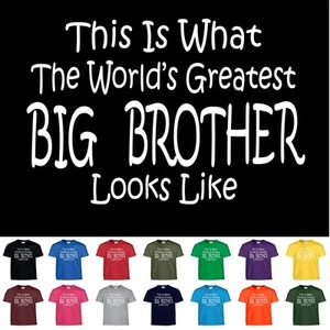 Worlds Greatest BIG BROTHER T Shirt Boys Youth Kids and Adult Tee T Shirt - Picture 1 of 17