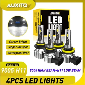 4x 9005 H11 Combo LED Headlight High Low Beam Bulbs Kit 6500K Super Bright White - Picture 1 of 10
