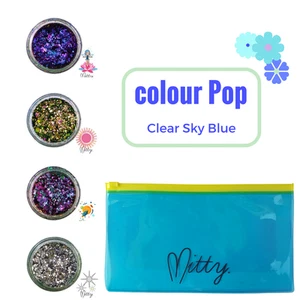 Nail Art Flake Powder, Unicorn Powder, Chrome Flakes - Clear Sky Blue Mitty - Picture 1 of 1