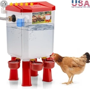 Automatic Chicken Waterer Poultry Feeder Float-Controlled Kit W/ Metal Hose New - Picture 1 of 7