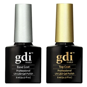 GDI NAILS 8ml TOP & BASE COAT UV SOAK OFF GEL NAIL POLISH FREE POSTAGE IN UK