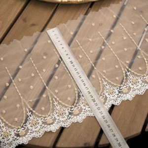 1M Floral Bordure Dentelle Organza Tulle Ruban Tissu Cousue Mariage Robe Rideaux - Picture 1 of 6