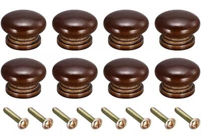 Wooden Dark Brown Mahogany Oak Drawer Knobs Handles Wood cupboard Knob Diy - Image 1 of 2