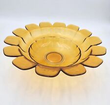 Vintage Mid-Century Lotus Petal Serving Bowl Dish Console Amber Art Deco 16"D