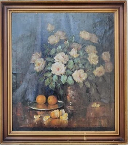 Carl Holger Fischer (1885-1955): HELLGELBE ROSEN UND APFELSINEN - Picture 1 of 6