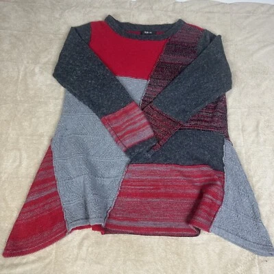 Rag Patchwork Handkerchief Hem Christmas Hippie Boho Sweater Womens XL - Image 1 of 4