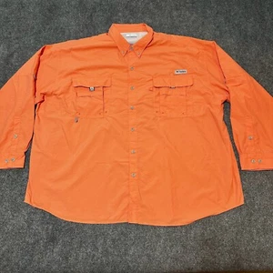 Columbia Hemd Herren 4X Orange Knopfleiste Kragen Langarm PFG Angelausrüstung - Bild 1 von 11