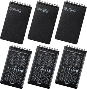 Waterproof Small Black Pocket Notebook 6Pack All Weather Notebook - 3x5 Notepads - Picture 1 of 8
