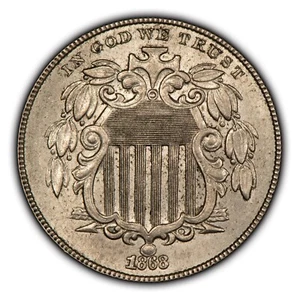 1868 5c Shield Nickel - Strong Die Polish - Strong Luster - SKU-B3489 - Picture 1 of 4